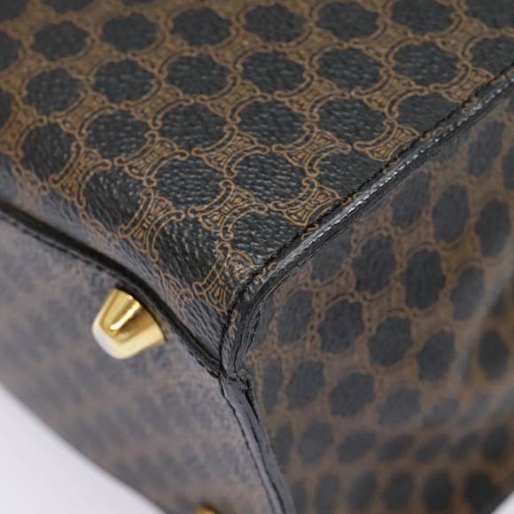 CELINE Macadam Canvas Hand Bag PVC Leather Black Gold Auth 91655 - Picture 15 of 16